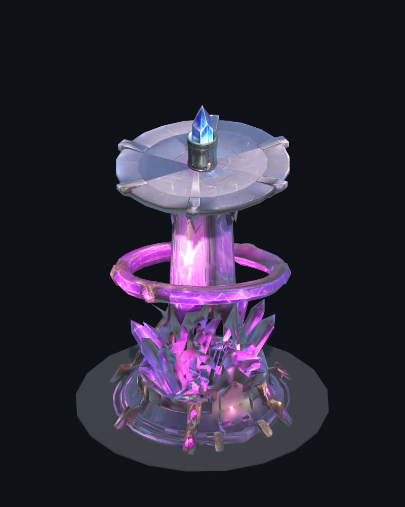 Crystal tower with a glowing ring and faceted spire